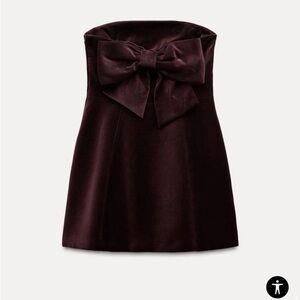 ZARA Burgundy Velvet Bow Dress